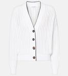 Хлопковый кардиган в рубчик Brunello Cucinelli, Bianco - фото