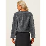 Женская однотонная однотонная лохматая шуба из мягкого искусственного меха без воротника с длинными рукавами ALLEGRA K - фото 3