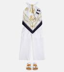 Топ с вырезом халтер и принтом Monnalisa, белый - фото 2