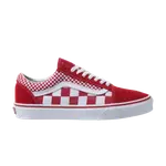 Кроссовки женские Old Skool Vans в клетку, красный - фото