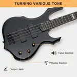 Черная гитара Glarry с огнем, электрогитара бас с хамбакерами HH - фото 3