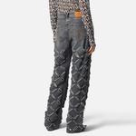 Рваные прямые джинсы VERSACE, серые - фото 5