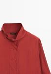 Блуза Massimo Dutti Button-down blouse, Dark Red - фото 8