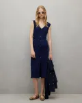 Миди-платье без рукавов с рубчиком Easy Wear, темно-синий - фото