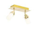 QAZQA — Modern Modern BadSpot I Прожектор I Потолочный прожектор I Потолочный прожектор I Прожектор I Лампа I Светильник из латуни, 2 лампы IP44 — Japie — Сталь прямоугольная — Подходит для светодиодов G9, золото - фото 7