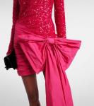 Мини-платье с бантом и пайетками Rotate, Hot Pink - фото 5