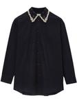LEMAIRE рубашка с вышивкой, черный - фото