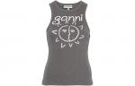 Рибленый топ Sun print GANNI, серый - фото