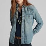 Футболка женская синяя Double RL - фото 4