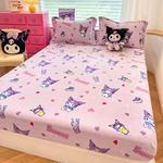 Подогнанная простыня Sanrio, Velvet A-Version - Plaid Kuromi - фото 7