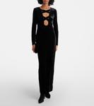 Бархатное макси-платье Alessandra Rich, черный - фото 2