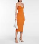 Платье миди Thalia из ребристой ткани Galvan, Ochre - фото 2