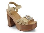 Сандалии Candie's McKenley Platform Sandal, Beige Raffia - фото