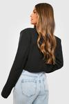 Базовый тканый укороченный блейзер свободного кроя boohoo, черный - фото 2