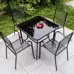 Комплект садовой мебели: 2 кованых стула, стол круглый 80 см, золотистый - фото 3