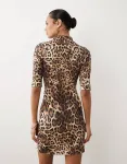 Леопардовое платье мини с короткими рукавами ASOS DESIGN - фото 2
