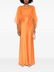 Alberta Ferretti платье макси с кейпом, оранжевый - фото 2