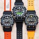 CASIO Часы Men Liquid Crystal/Analog Dual Display Series Black Watch GA-900C-1A4, Black Dial Orange Strap - фото 4