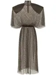 Сетчатое платье макси со стразами DOLCE & GABBANA, серый - фото