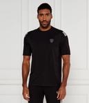 Футболка мужская Ea7 из вискозы с декором плеч, черный - фото