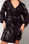 Мини платье Curve с запахом и пайетками Friends Like These, черный - фото 2