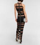 Платье с сетчатыми вставками и вырезом-халтер Balmain, Noir - фото 3