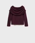 Женский облегающий свитер с драпированным вырезом MANGO, Wine - фото