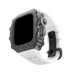 HUALIMEI Часы Strap Apple Compatibility Fluoroelastomer Material 165mm~210mm 60mm, Translucent black middle frame + original black butterfly buckle white strap - фото 2