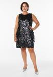 Платье Zizzi KURZES PAILLETTEN, Black Sequins/Black - фото 2