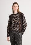 Джемпер DKNY LONG SLEEVE CREW NECK LEOPARD SWEATER, Burnt Sugar Combo/Dark Brown - фото