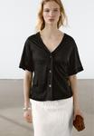 Блузка на пуговицах SHORT SLEEVE Massimo Dutti, черный - фото