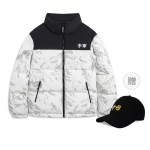 LINING Пуховик унисекс бело-серый горный - фото