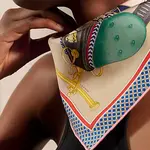 HERMES Шёлковый шарф, Gray Yellow/Blue - фото 8