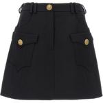 Мини-юбка с логотипом на пуговице BALMAIN, черный - фото 4