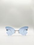 Безрамочные синие солнцезащитные очки-бабочки SVNX, синий - фото 2