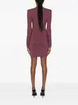 Вязаное мини-платье с V-образным вырезом Balmain, фиолетовый - фото 4