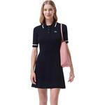 Хлопковое платье с логотипом LACOSTE, синий - фото 4