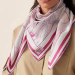 HERMES Шёлковый шарф, Mont Blanc/Vertical/Rose - фото 4