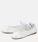 Балетки из лаковой кожи с логотипом Miu Miu, белый - фото 5