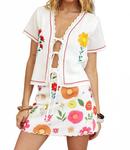 Мини-юбка Lenore в белом мультиколоре One and Only Collective - фото