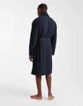 Потертый флисовый халат вафельного цвета, темно-синий - фото 2