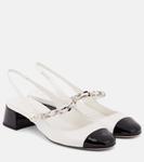 Лаковые туфли-лодочки на ремешке Miu Miu, Bianco+Nero - фото