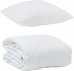 Летнее одеяло с подушкой, 2 шт., белое, из микрофибры vidaXL - фото