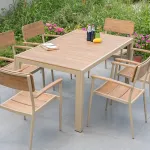 Комплект садовой мебели: 4 стула с горизонтальными рейками, стол прямоугольный, 150х80 см, (№13) - фото 2