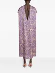 Шелковое платье миди с принтом Dries Van Noten, фиолетовый - фото 4