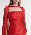 Платье-бюстье с накидкой и складками Marmar Halim, красный - фото 4