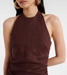 Талия с бретелями халтер лен макси платье Faithfull, Carob - фото 4