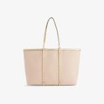 Сумка-тоут Valentino Garavani Rockstud, кремовый / золотой - фото