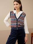 Кардиган без рукавов Fair Isle из чистой шерсти Brora, Navy/Multi - фото