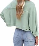 Cropped Waffle Knit Shacket In Mint Blue The Moment Collection - фото 3